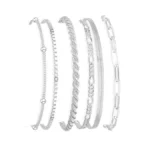 Joyandcelet Dainty Silver Bracelets For Women Trendy - 6 Pcs