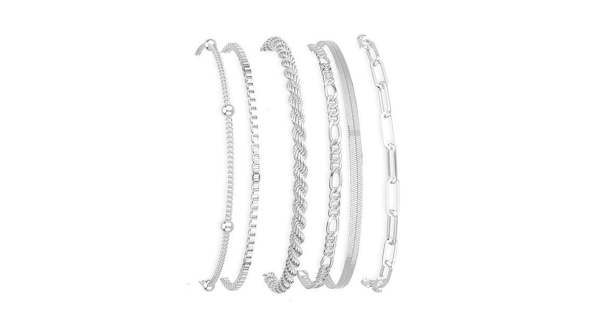 Joyandcelet Dainty Silver Bracelets For Women Trendy - 6 Pcs