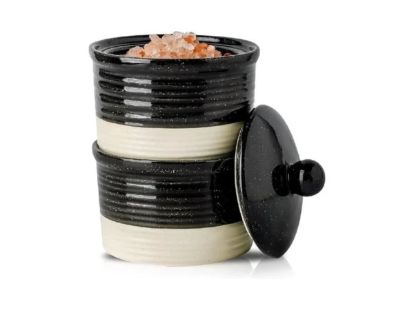 Hasense Ceramic Salt Cellar, 9 Oz Salt And Pepper Bowls