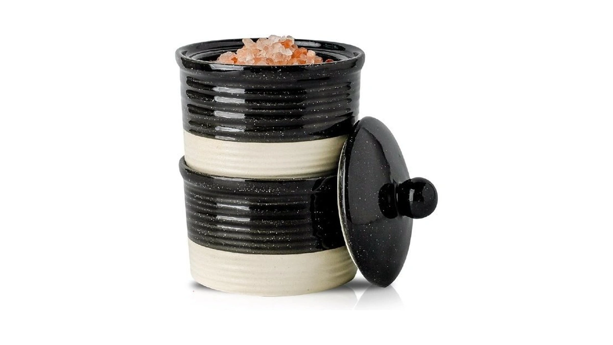 Hasense Ceramic Salt Cellar, 9 Oz Salt And Pepper Bowls