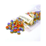 100 Rainbow Stripe 8mm Round Plastic Acrylic Resin Beads With