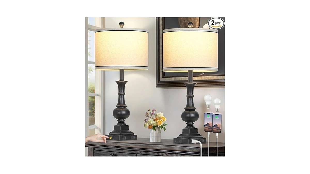 Lolikit Farmhouse Lamps Set Of 2, Antique Vintage Rustic Touch