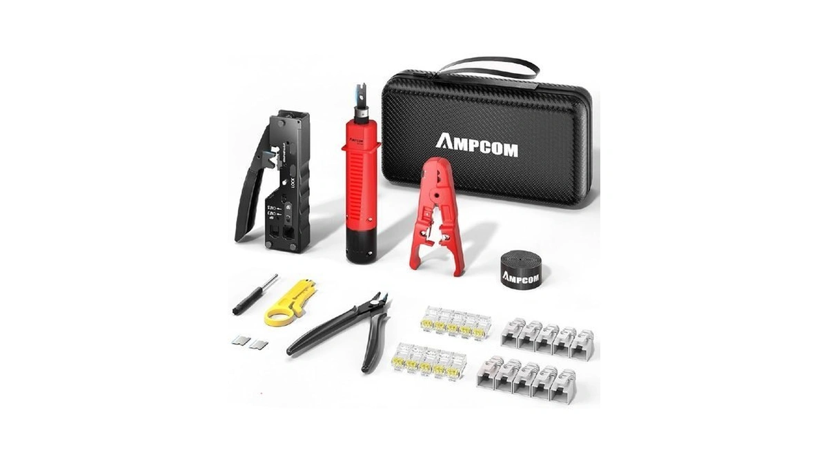 Ampcom Ethernet Crimping Tool Kit 9-in-1 Pass Through Rj45/rj11 Network