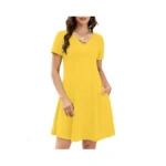 Korsis Women's Midi Dresses Summer Casual T-shirt Short Sleeve Criss