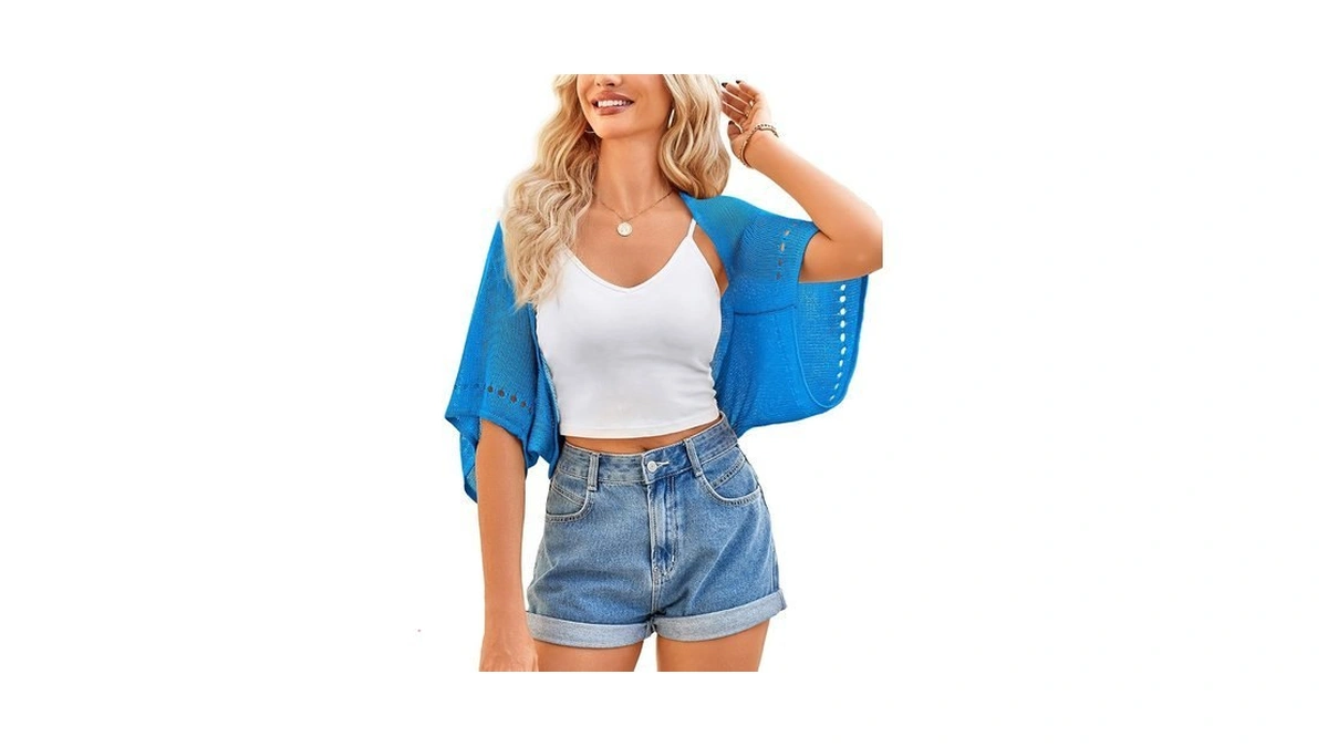 Bb&kk Crochet Shrug For Women Summer Cardigan Bolero Lightweight Batwing