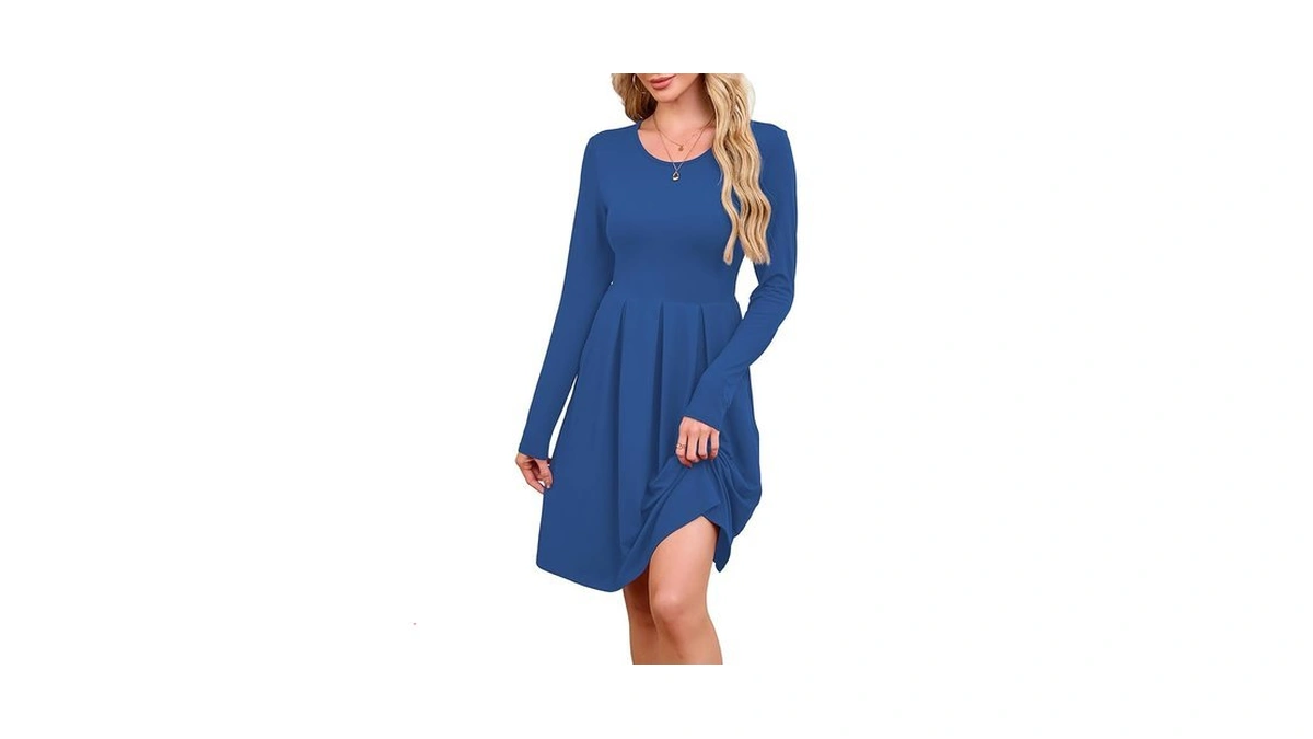 Korsis Womens Kelin Blue Medium Dress Casual Swing T-shift Auntumn