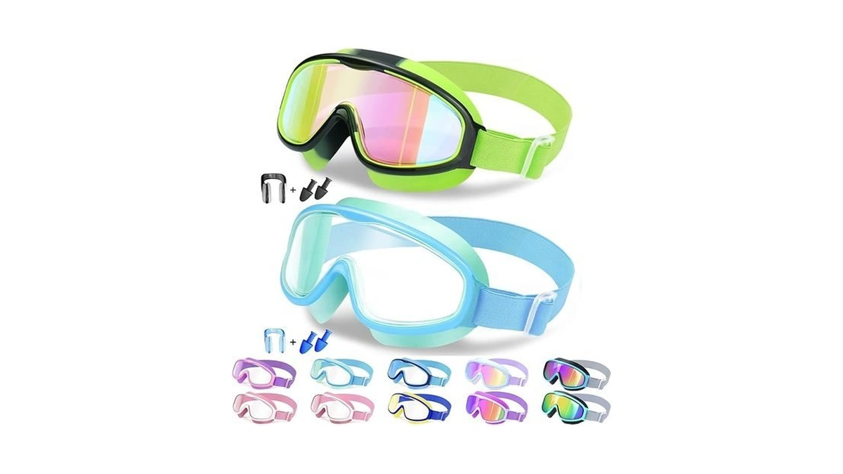 Vvinca Kids Swim Goggles 2 Pack, No Hair Pulling Comfort