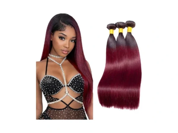 Straight Human Hair Bundles 1b99j Burgundy 10 12 14 Inch