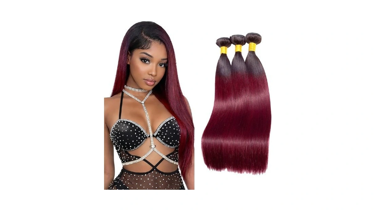 Straight Human Hair Bundles 1b99j Burgundy 10 12 14 Inch