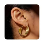 Aimétte Monette Gold Hoop Earrings For Women, Twisted Close-fitting Hoop