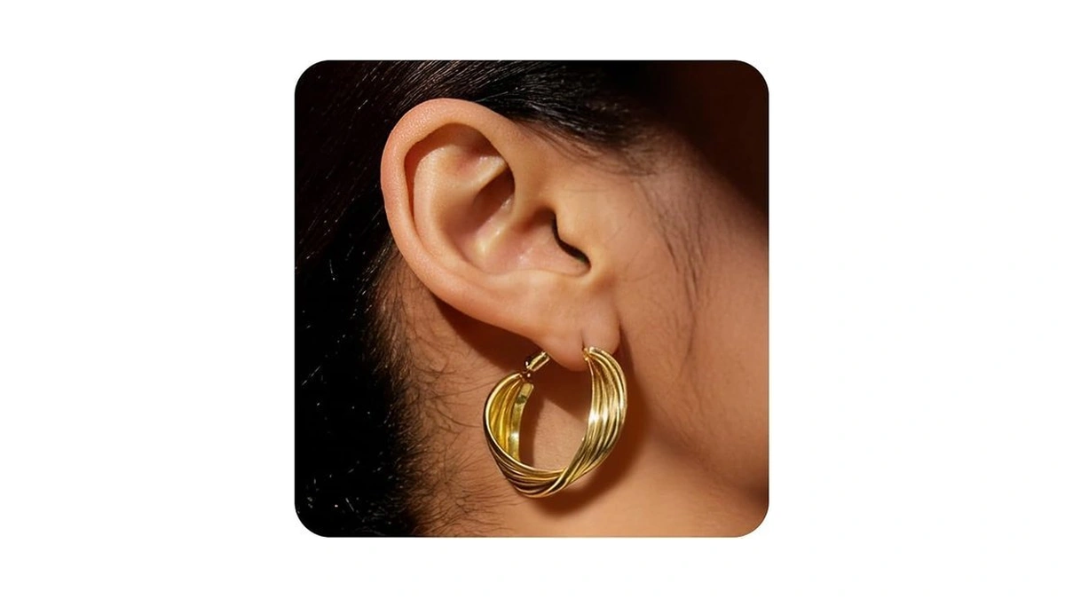 Aimétte Monette Gold Hoop Earrings For Women, Twisted Close-fitting Hoop