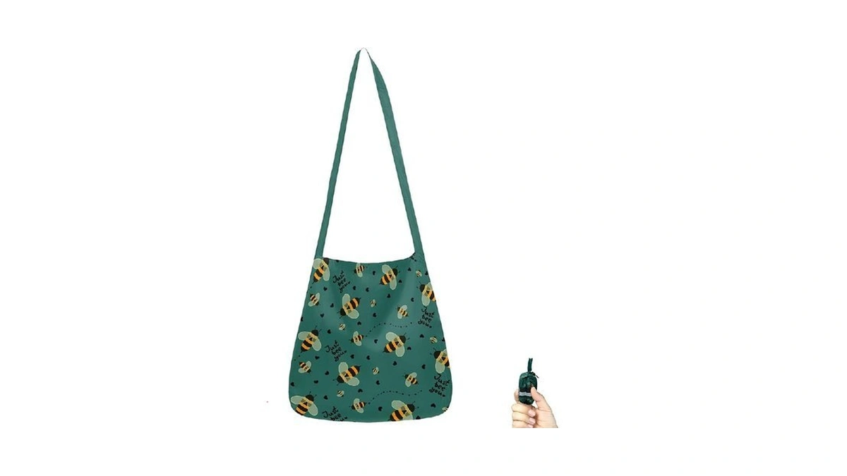 Beegreen Bees Foldable Compact Ultimate Crossbody Tote Bag - Reusable