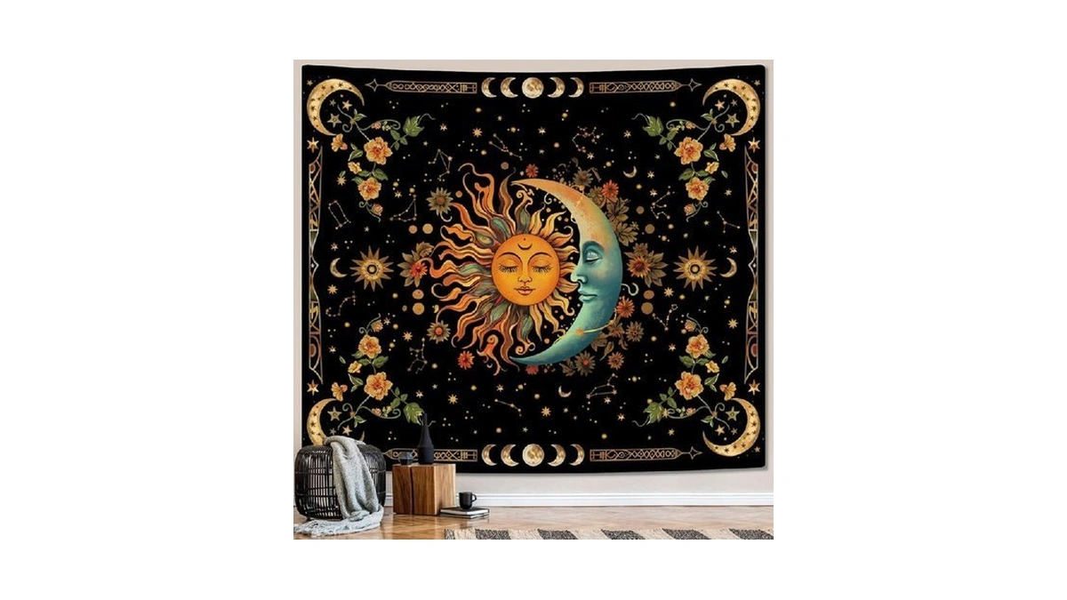 Artcreator Sun And Moon Tapestry Astrology Space Wall Hanging Boho