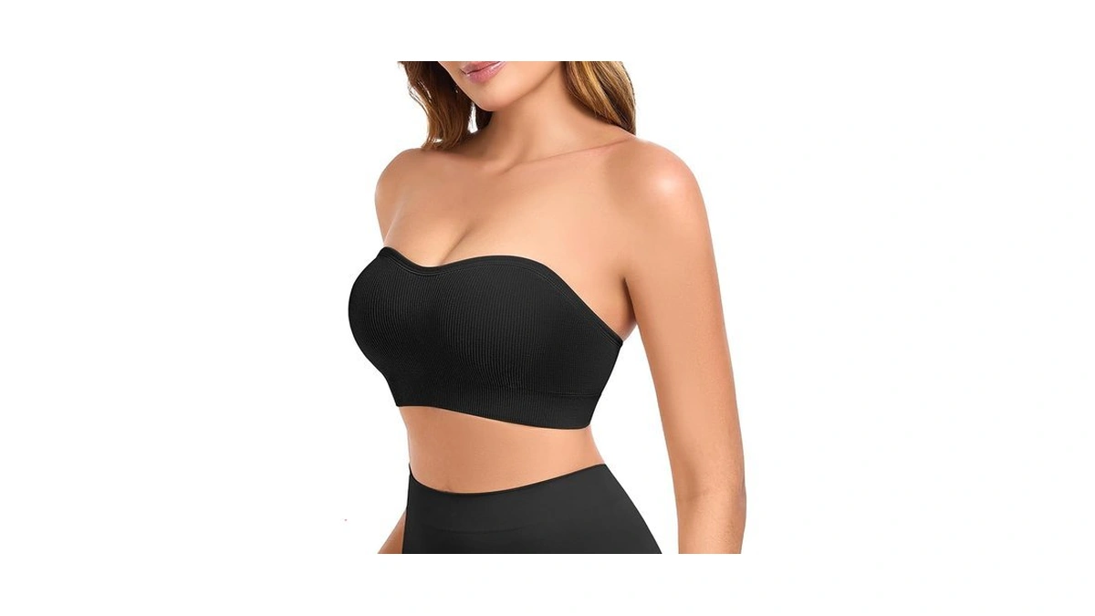 Finduself Strapless Bras For Women Non-slip Padded Bandeau Bra Wireless