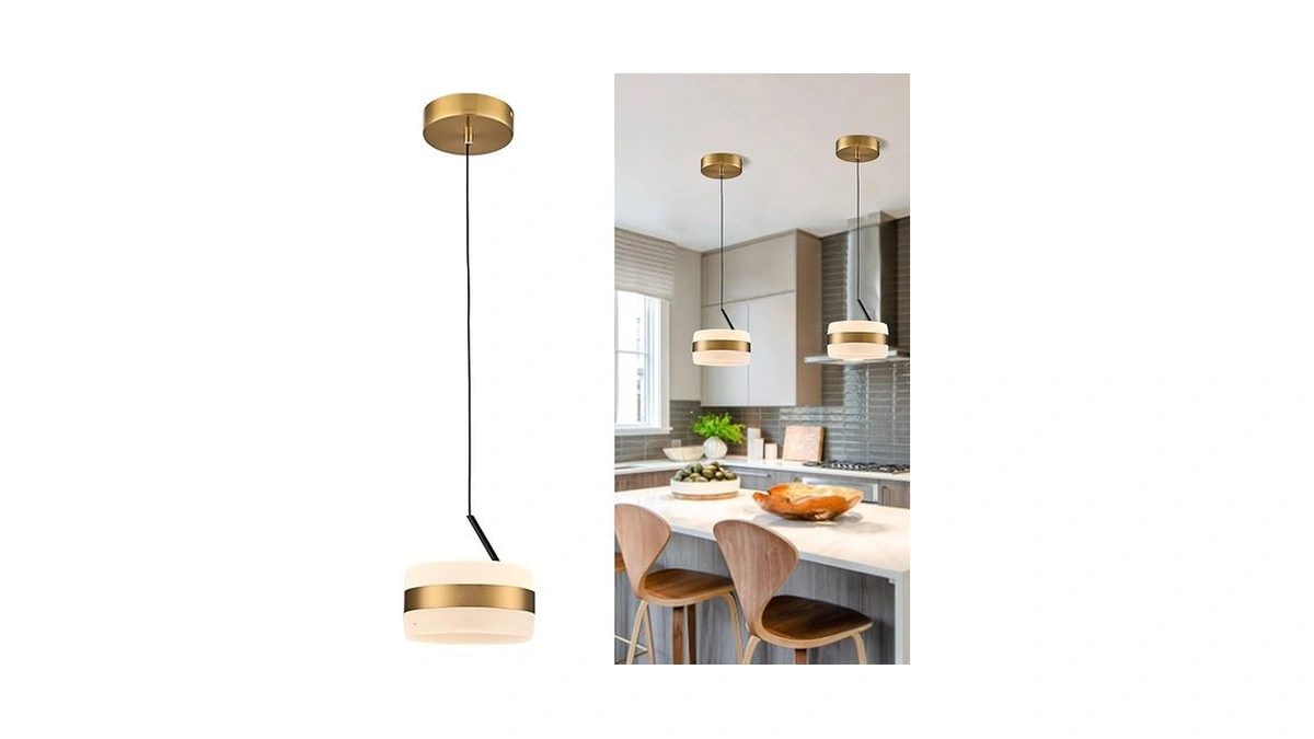 Danseer Mid Century Modern Gold Led Pendant Light, Mini Hanging