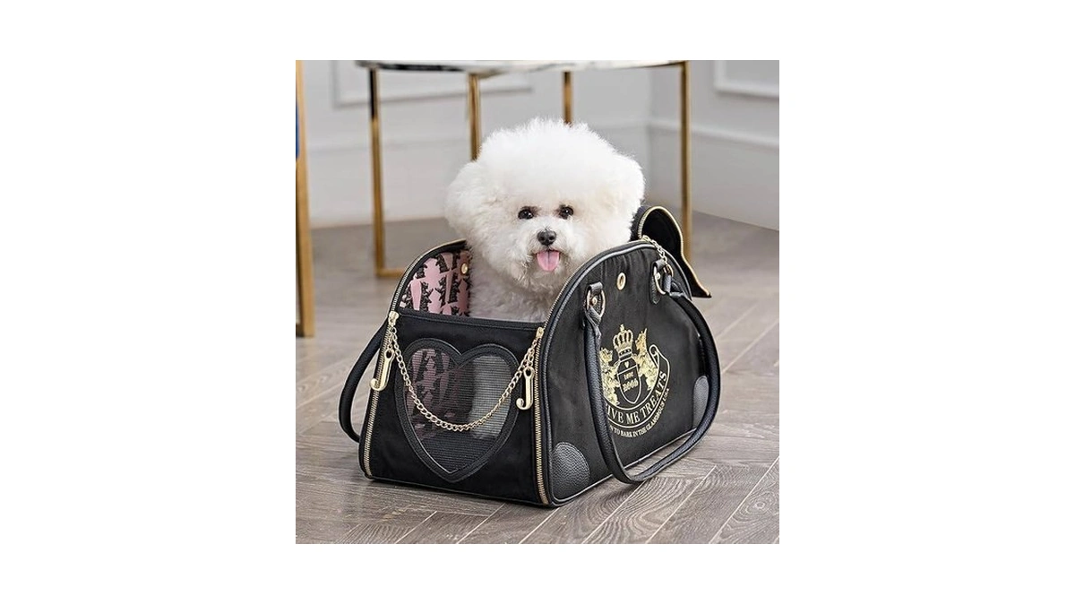 Juicy Couture Give Me Treats Pet Carrier - Stylish Black
