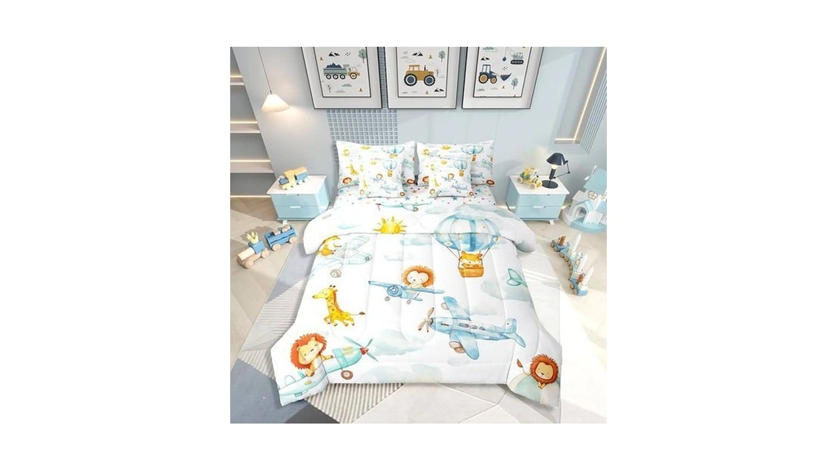 Erosebridal Cute Airplane Comforter Set With Sheets Twin, Cartoon Aircraft