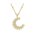 Mtmy Gold Moon Pendant Necklace For Women,14k Gold Plated Dainty