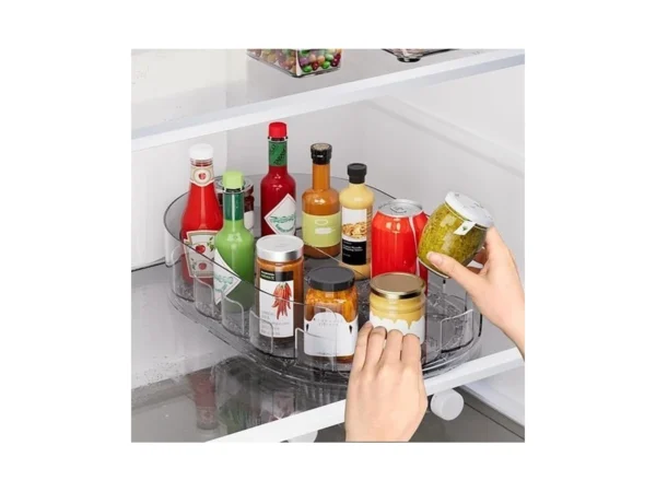 Holinwa Lazy Susan Organizer For Refrigerator, 13.5" X 8.5" Clear