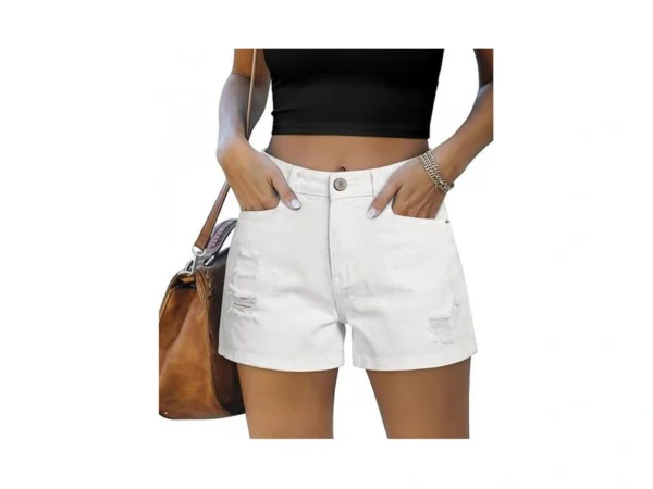 Onlypuff Boyfriend Jean Shorts For Women Distressed Frayed Denim Short