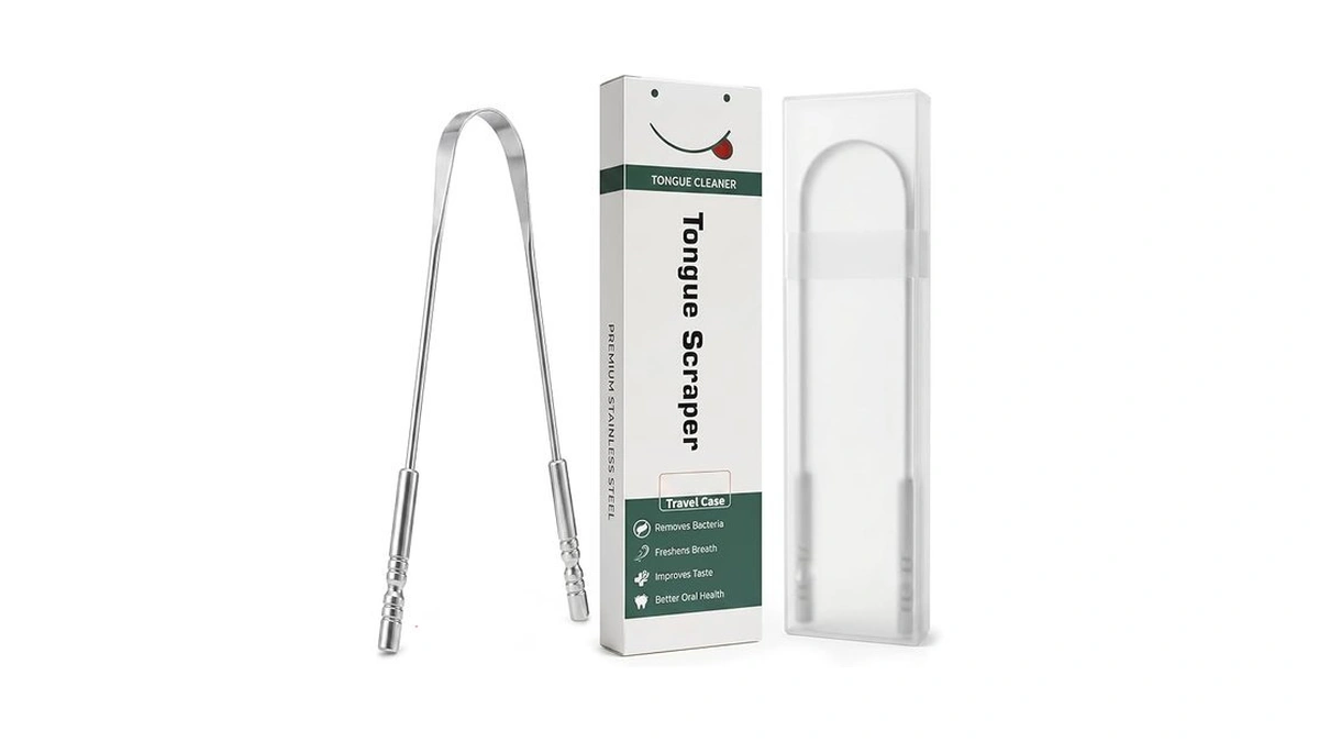 Ayojoy Metal Tongue Scraper Tool For Fresh Breath Cleaning, Portable