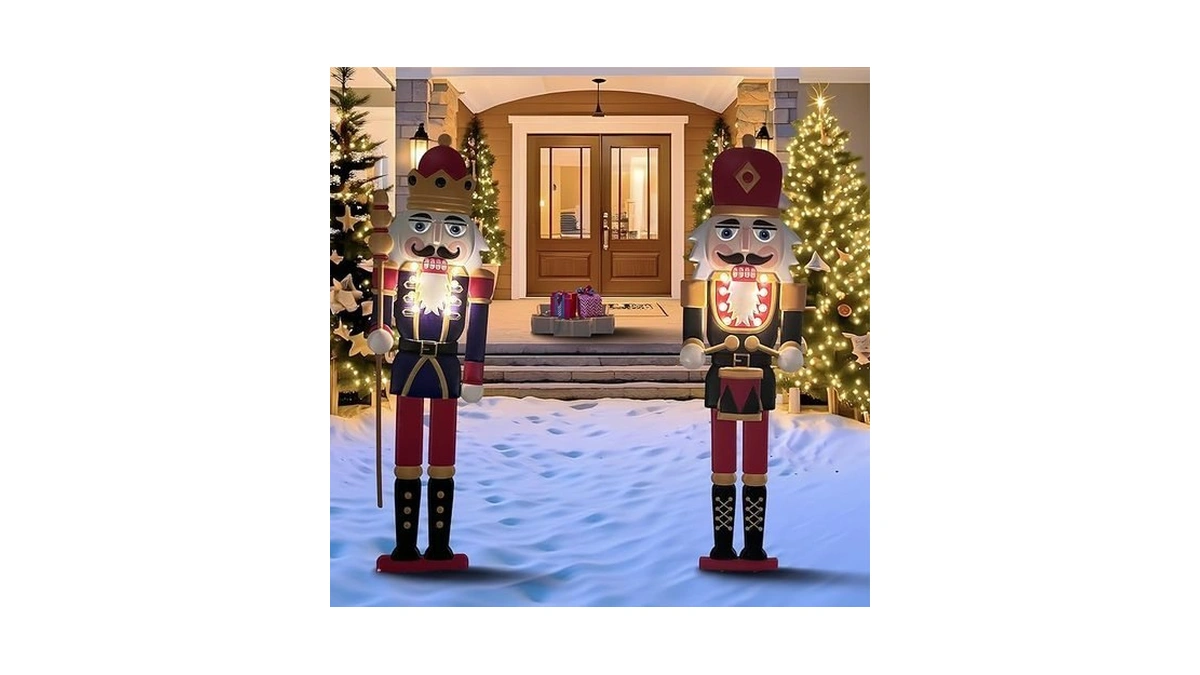 Aombzzj Solar Christmas Nutcracker Garden Decorative Lights Yard Stakes Outdoor