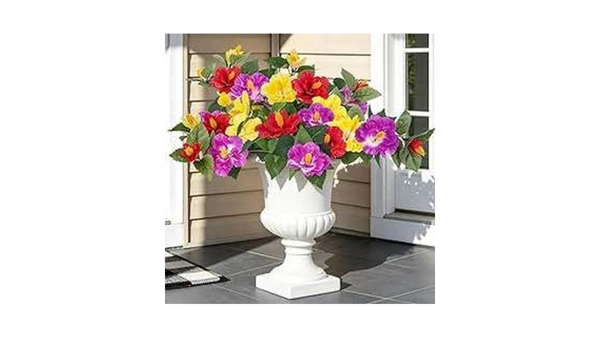 Luabue 4pcs Artificial Flower For Outdoors Hibiscus Flowers Silk Outdoor