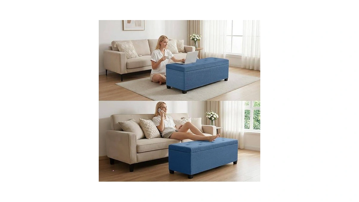 Dumos Large Storage Ottoman Bench, Generous 46.5 Gallon (176l) Capacity,