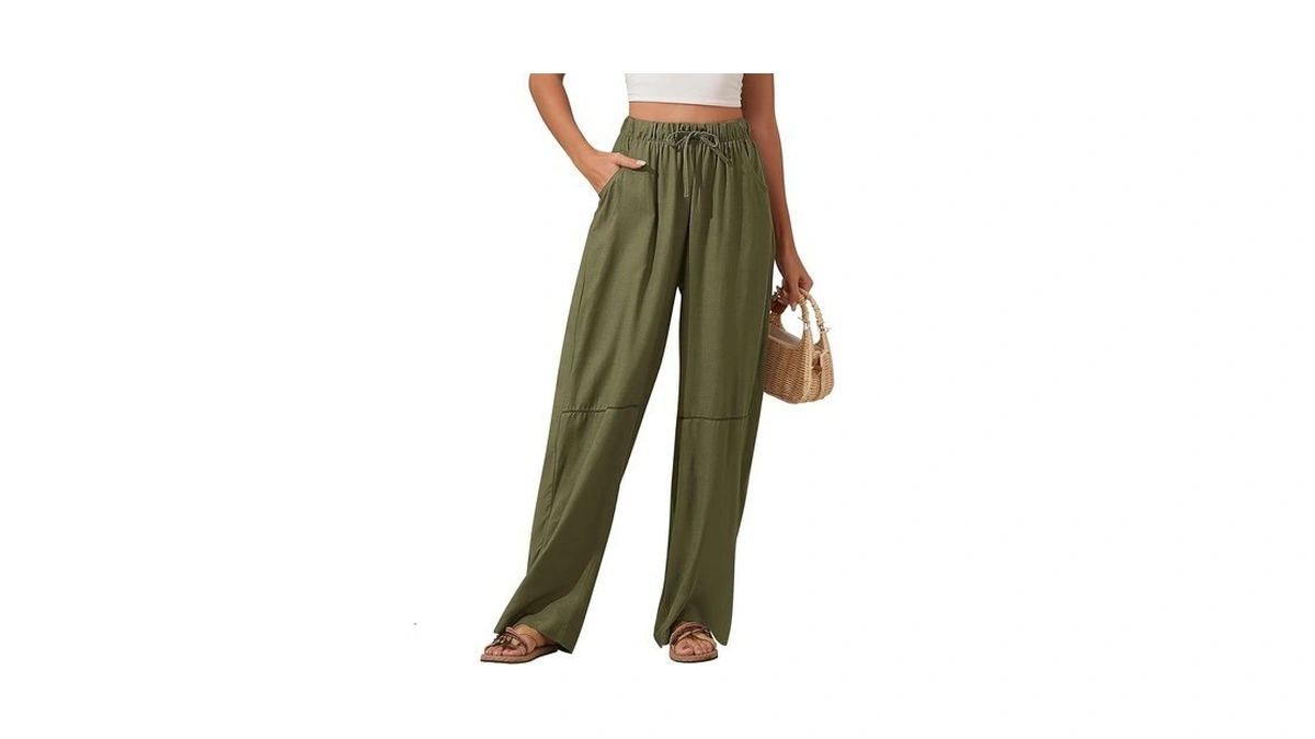 H Hellisal Women's Wide Leg Linen Pants High Waisted Flowy