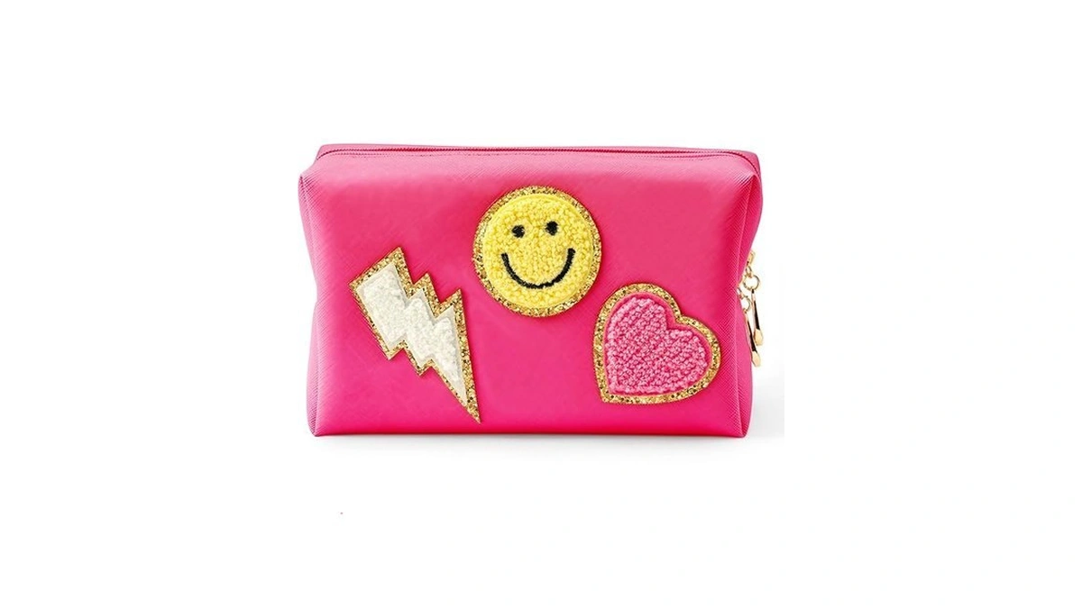 Lietoi Preppy Patch Small Toiletry Bag, Smile Lightning Heart Pu