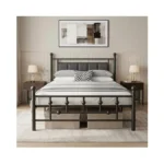 Luviyoo Twin Bed Frame With Headboard, Velvet Upholstered Platform Bed