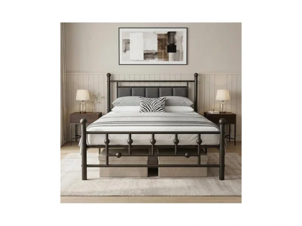 Luviyoo Twin Bed Frame With Headboard, Velvet Upholstered Platform Bed