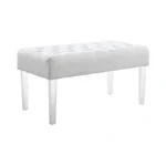 Linon Ella Glitz Acrylic Leg Bench, 35"wx17"dx18"h, White