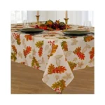 Elrene Home Fashions Swaying Leaves Printed Fall Tablecloth, Autumn Table