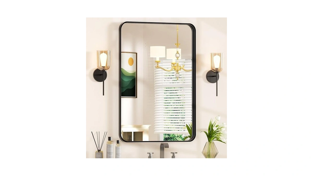 24×36 Black Bathroom Mirrors For Over Sink - Rectangular Wall