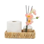 Bathroom Tray Countertop, 10 Inch Water Hyacinth Bathroom Basket, Toilet