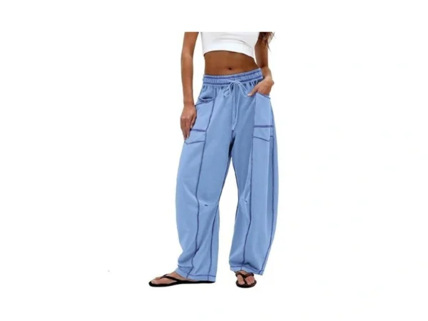Dokuritu Barrel Pants Women Casual Elastic Waist Wide Leg Pants