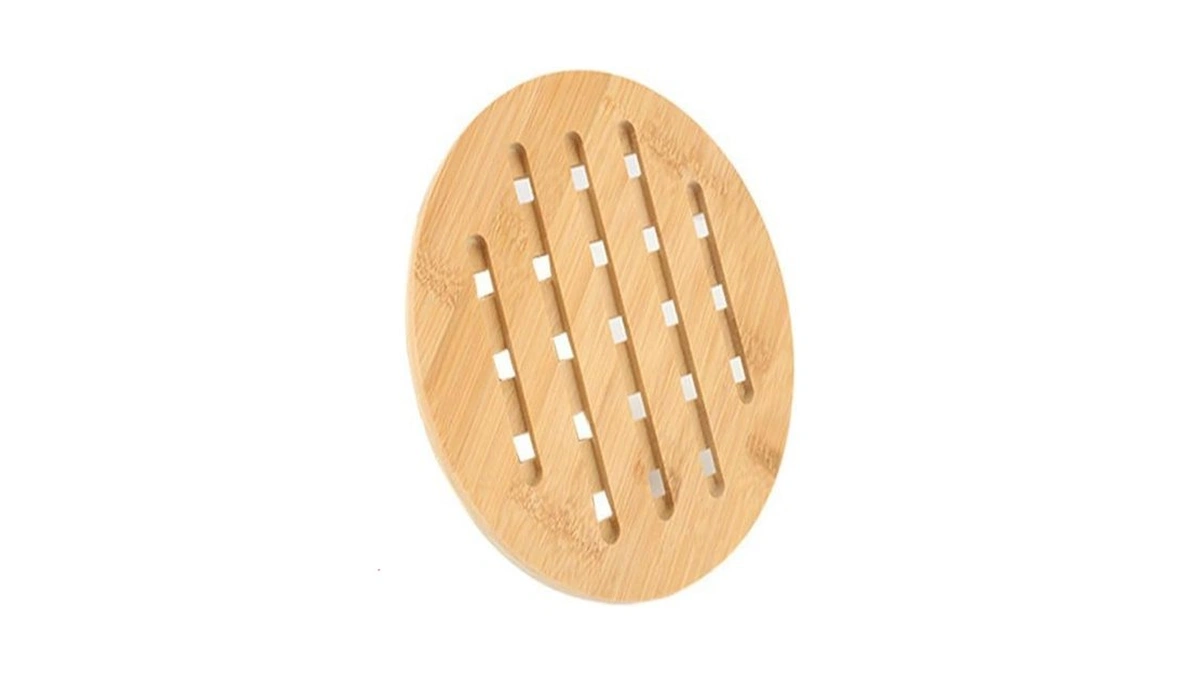 Natural Bamboo Ceramic Pot Tray Heat Insulation Pad, Durable Anti-hot