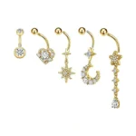 Luxfonexa Belly Button Ring Dangle Gold Stainless Steel Belly Rings