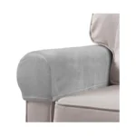 Ciieeo 2-pack Universal Grey Velvet Sofa Armrest Covers Stretchy Armrest