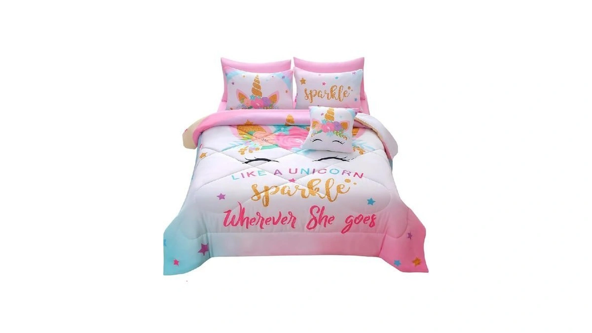 Jqinhome Unicorn Full Bedding Sets For Girls Kids,8 Piece Bed