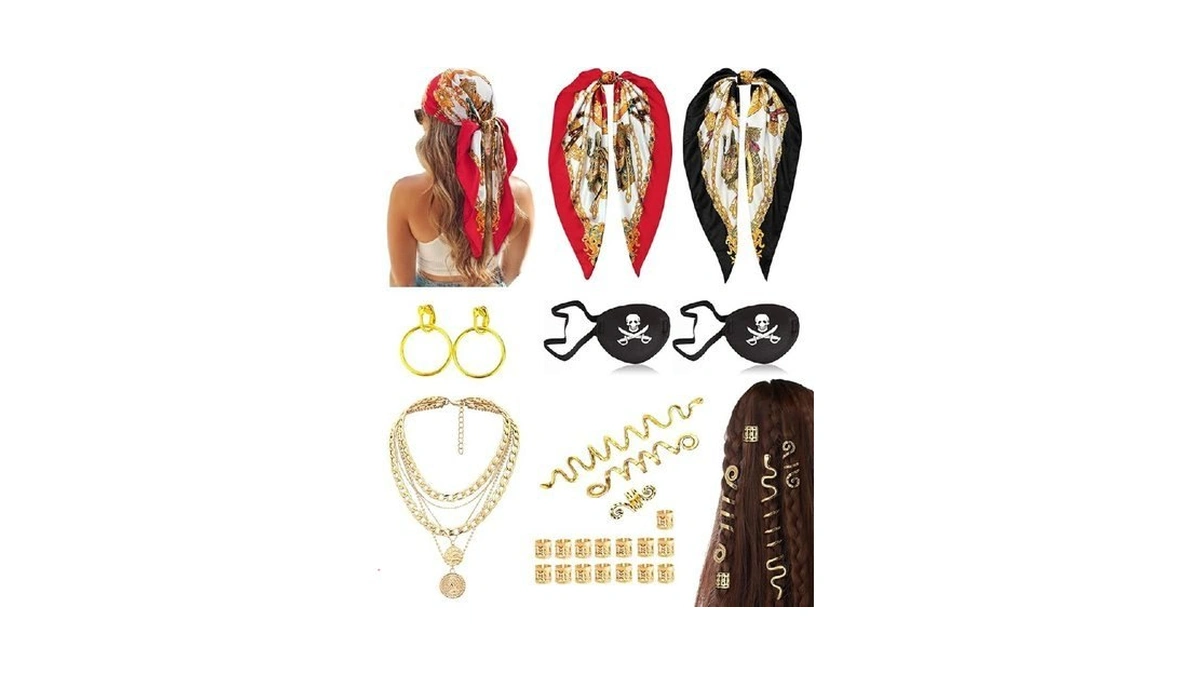 Pirate Costume Accessories For Women With Bandana Head Scarf Pirate