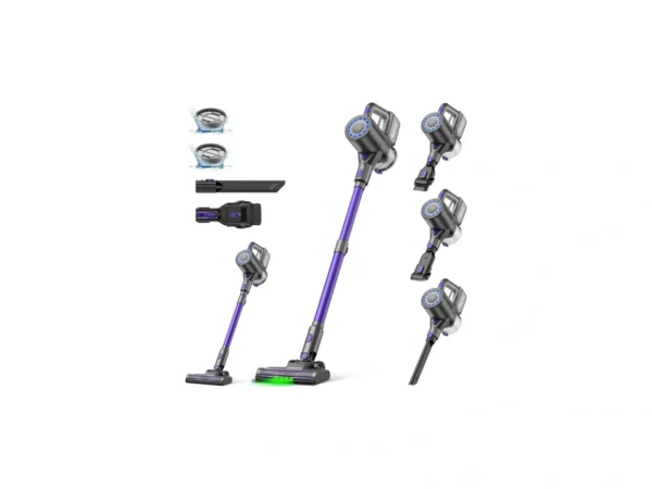 Suirviz Cordless Vacuum Cleaner, 40kpa/500w/35mins, Powerful Suction With Green Led