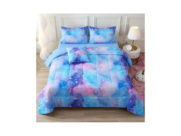 Jqinhome Twin Gradient Galaxy Comforter Set For Girls,6 Piece Bed