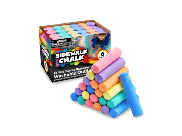 Joyin 24 Pcs Washable Sidewalk Chalks Set Non-toxic Jumbo Chalk