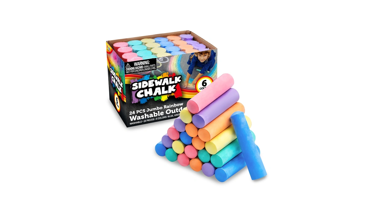 Joyin 24 Pcs Washable Sidewalk Chalks Set Non-toxic Jumbo Chalk