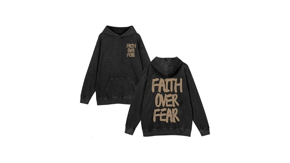 Lytiarul Christian Hoodies For Men Faith Over Fear Graphic Hoodie