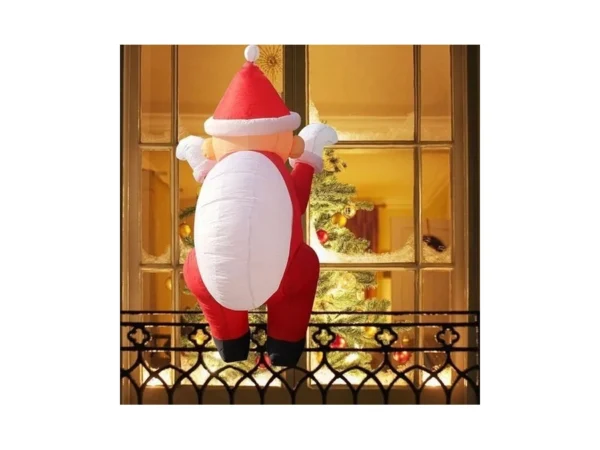 6.6ft Christmas Inflatable Climbing Santa With Build-in Leds, Hanging Inflatable