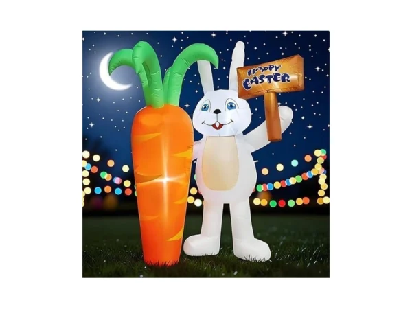 6ft Lighted Easter Inflatable Bunny - Blow Up Outdoor Decoration