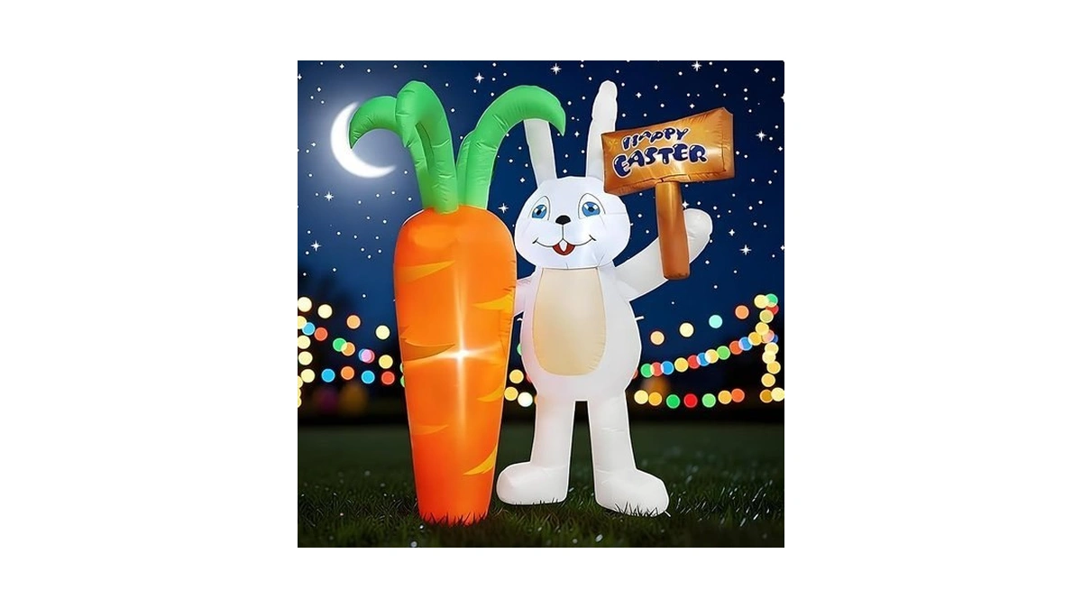 6ft Lighted Easter Inflatable Bunny - Blow Up Outdoor Decoration